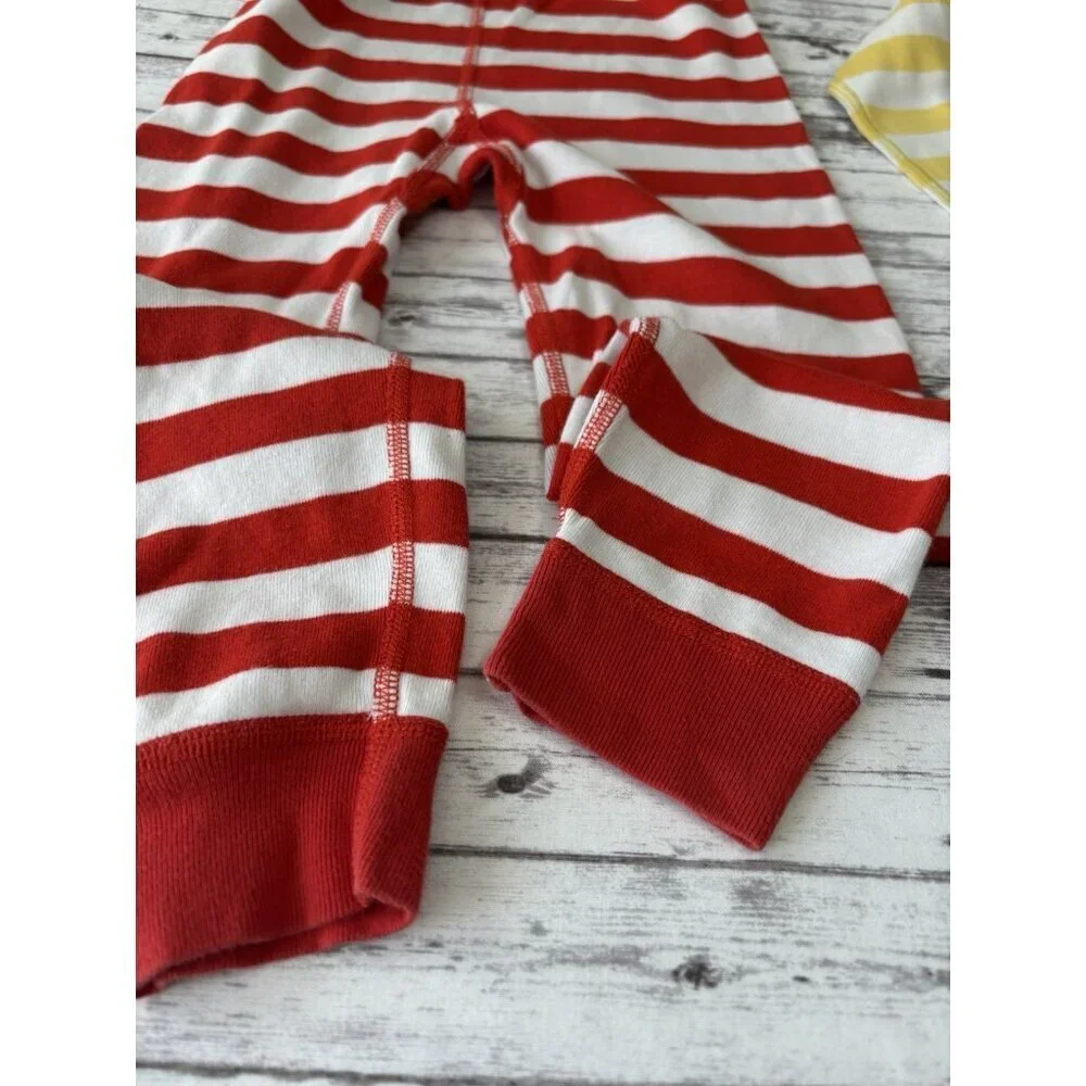 Hanna Andersson Kids Yellow Red Striped Christmas Holiday Pajama Set‎ 5 Snug Fit